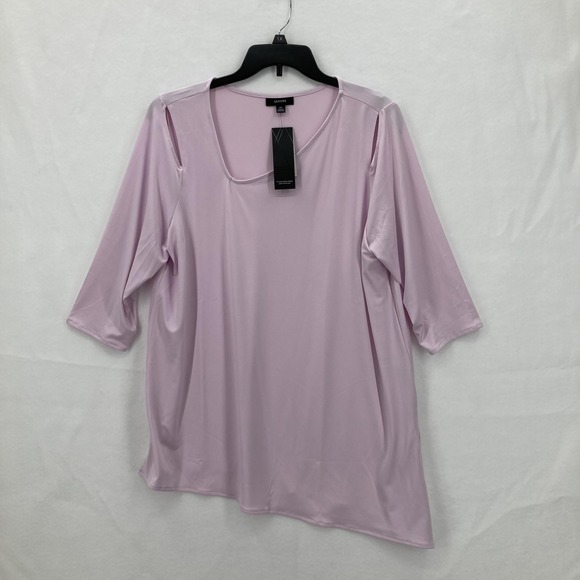 Alfani Tops - Alfani Shirt Womens 2XL Lavender Rain Lilac Cold Shoulder Stretch Asymmetrical